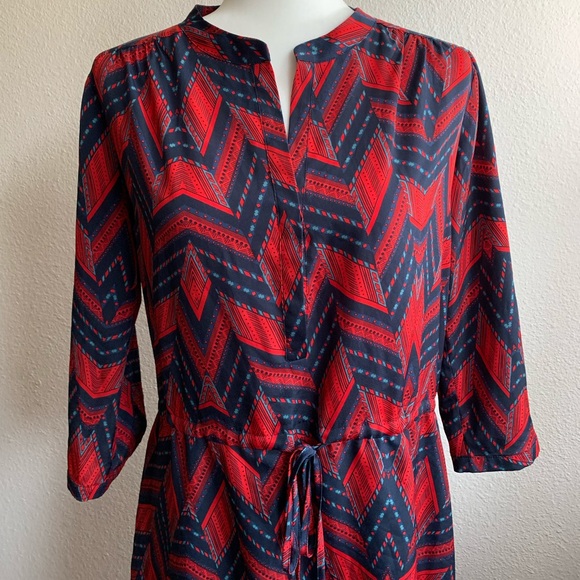 Anthropology Maeve Red and Blue Geo Dress - Picture 3 of 8